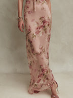 Lia | Vestido maxi de muselina con estampado floral elegante y escote en lágrima