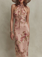 Lia | Vestido maxi de muselina con estampado floral elegante y escote en lágrima