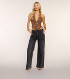 Top Corset Halter Flocado Textured Edge