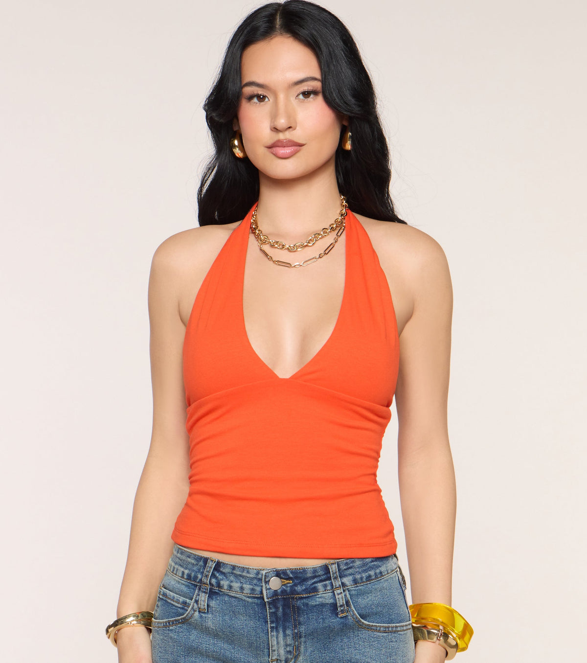 Top Halter con Escote en V Cute