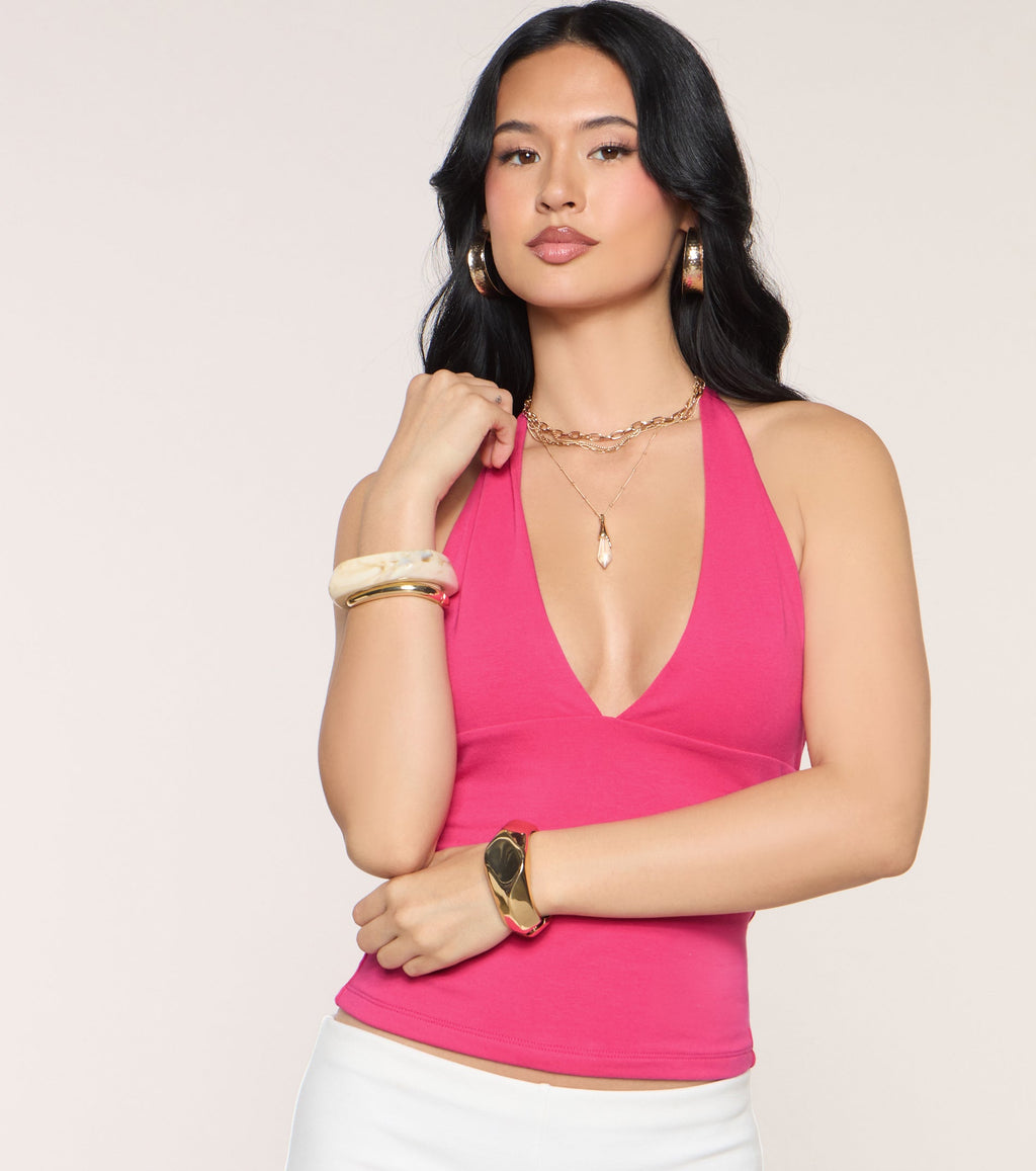 Top Halter con Escote en V Cute