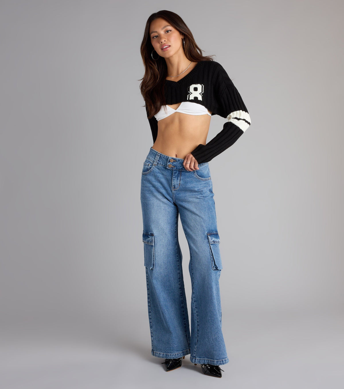 Jersey corto de punto con estilo universitario Varsity Vibes