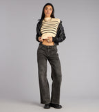 Jersey de punto a rayas con cuello alto All Day Cute