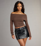 Jersey acanalado de escote bardot Falling For You