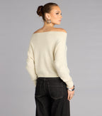 Jersey brillante de escote bardot Barely Blush
