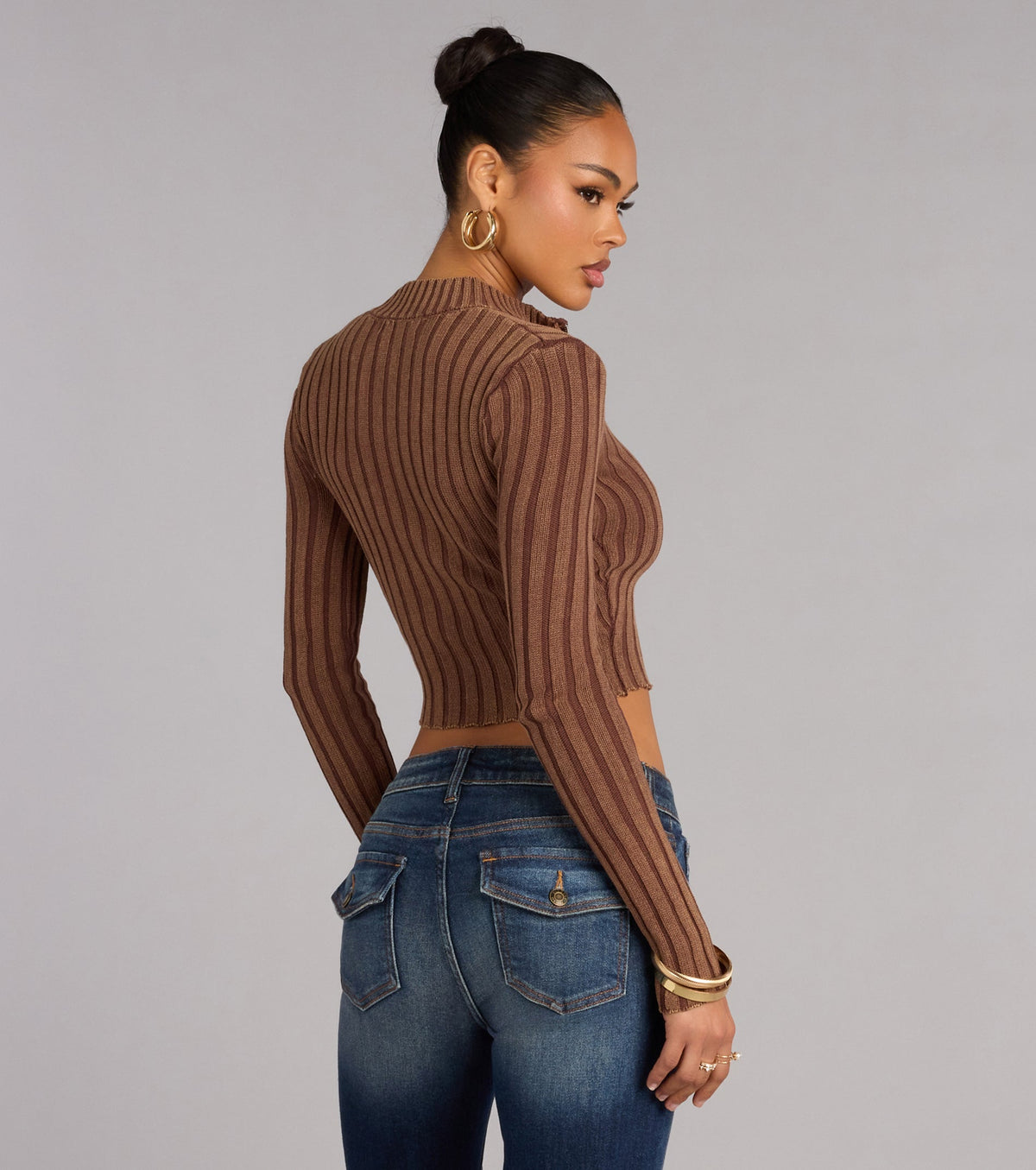 Jersey acanalado de doble cremallera de estilo discreto