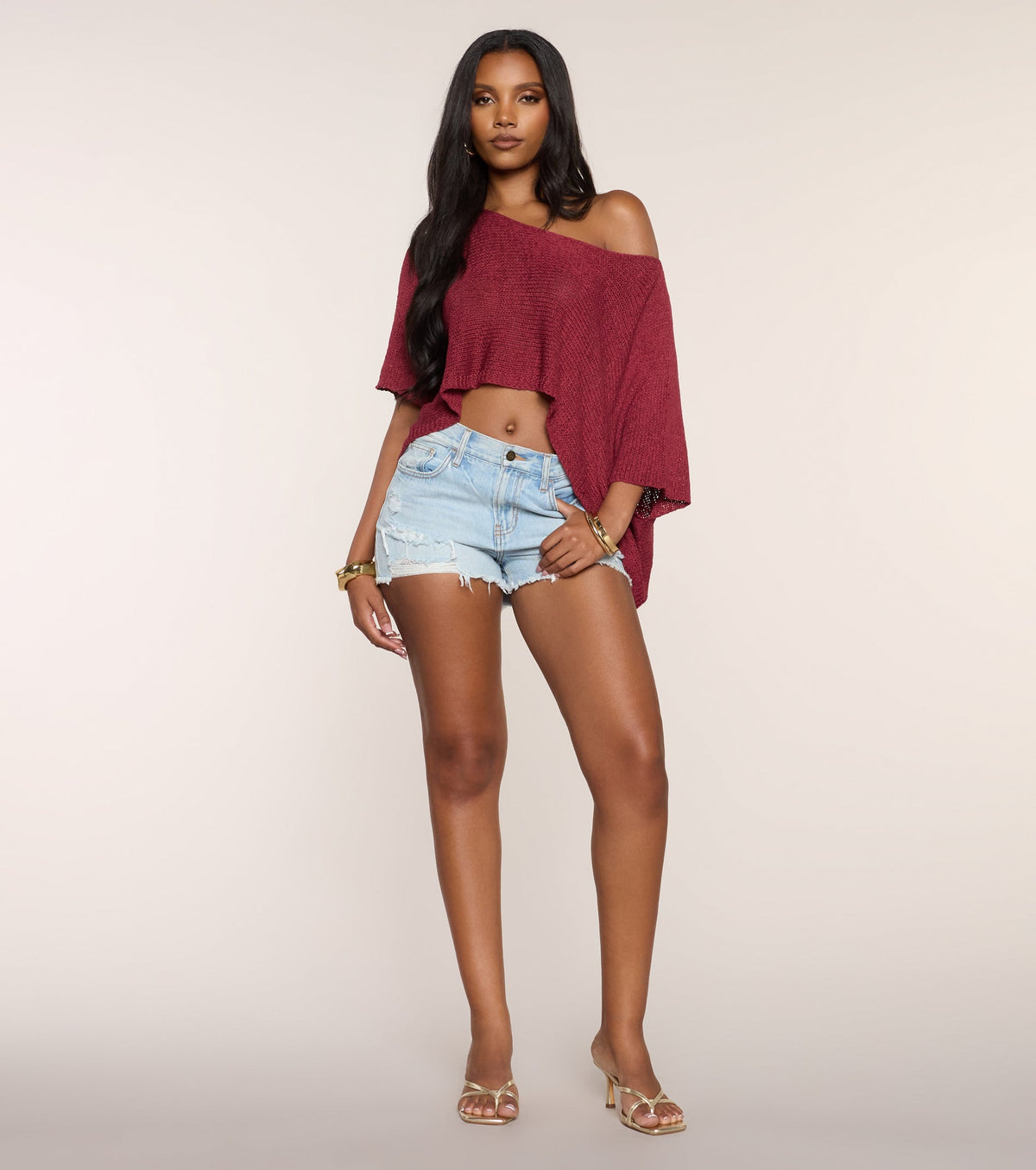 Top Poncho con Hombros Descubiertos Breezy