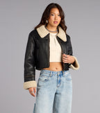 Chaqueta Corta de Cuero Sintético con Forro Girl