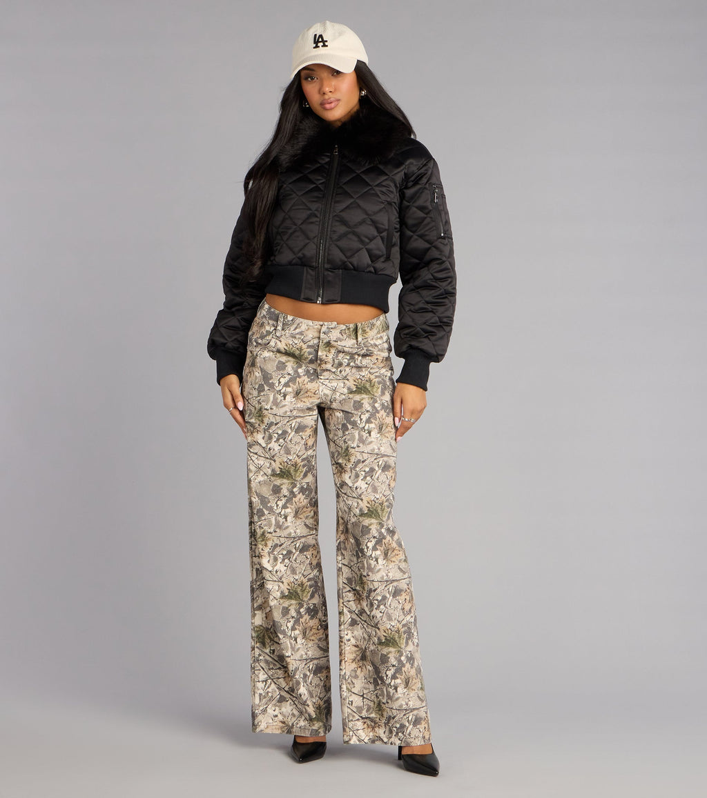Chaqueta Corta con Cuello de Pelo Sintético Desmontable Ice