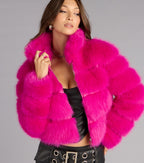 Chaqueta Corta de Pelo Sintético Glam