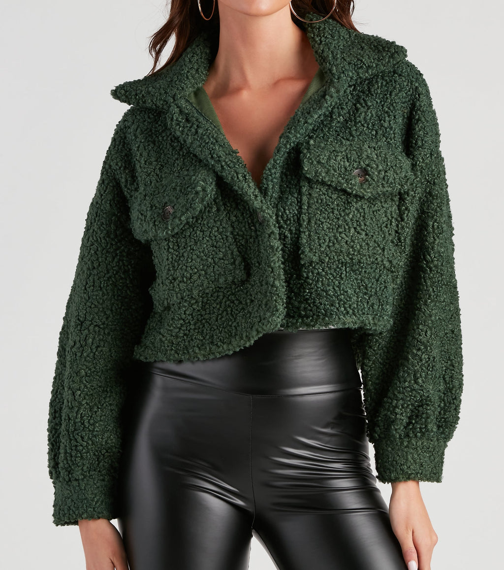 Chaqueta Corta de Sherpa Sintética Osito