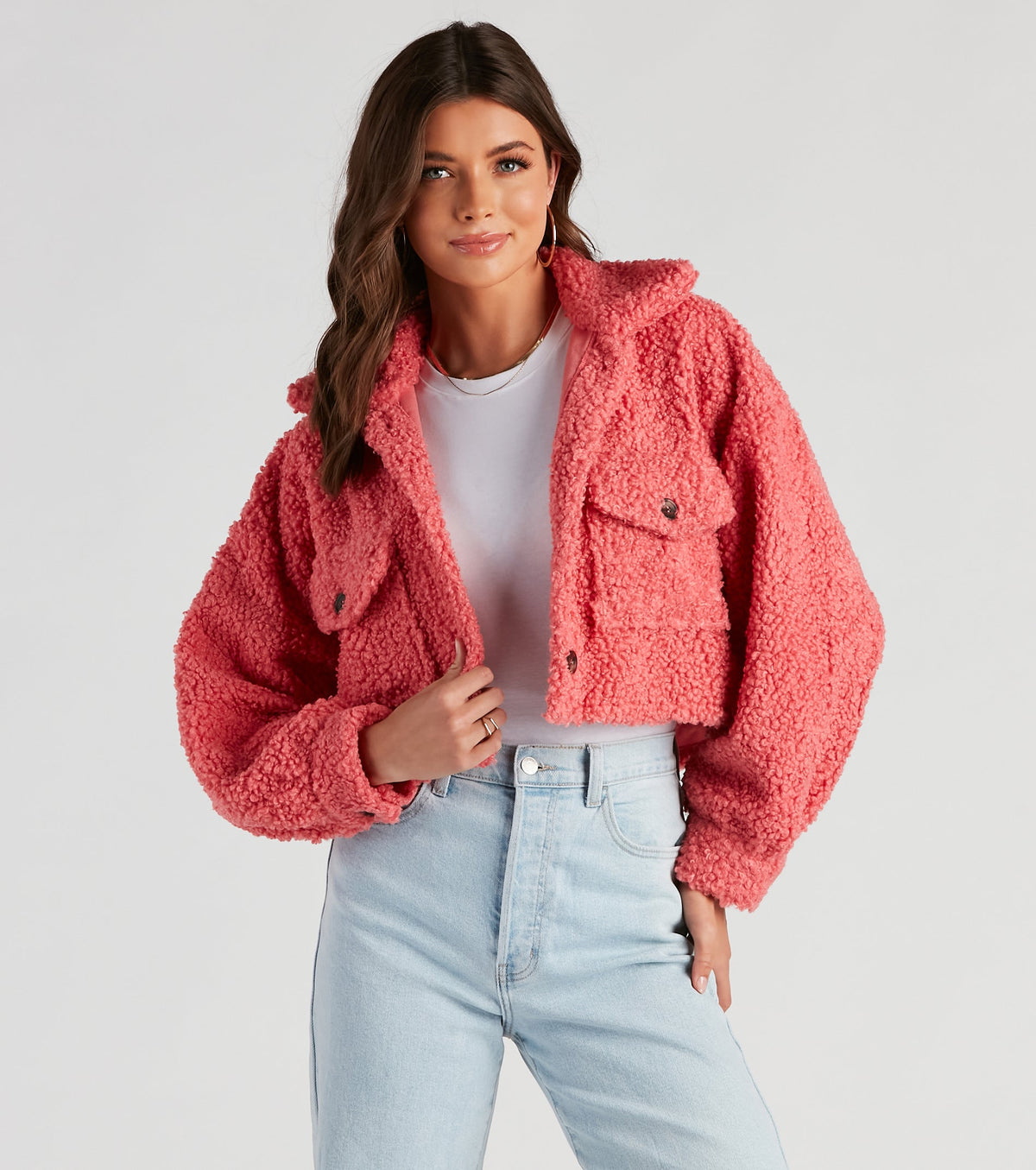 Chaqueta Corta de Sherpa Sintética Osito