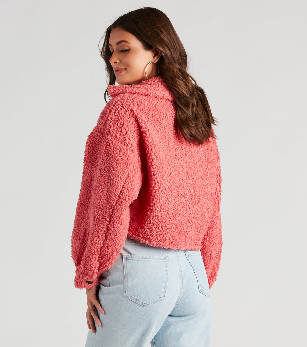 Chaqueta Corta de Sherpa Sintética Osito