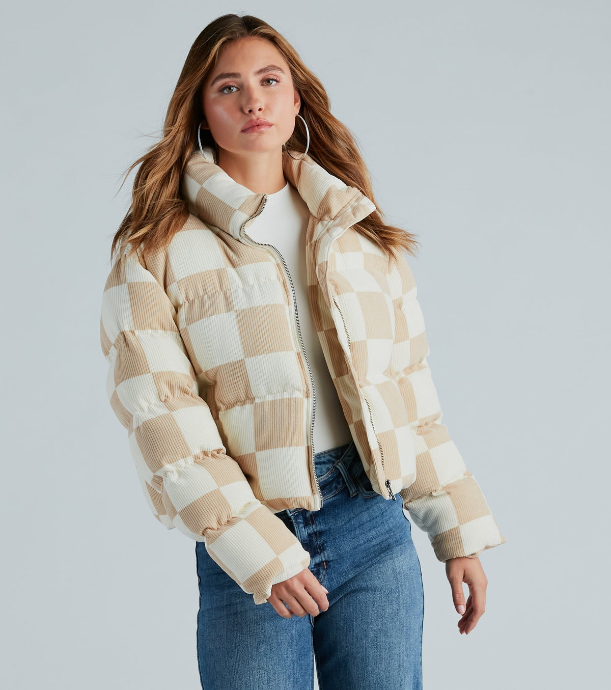 Chaqueta Acolchada de Pana a Cuadros