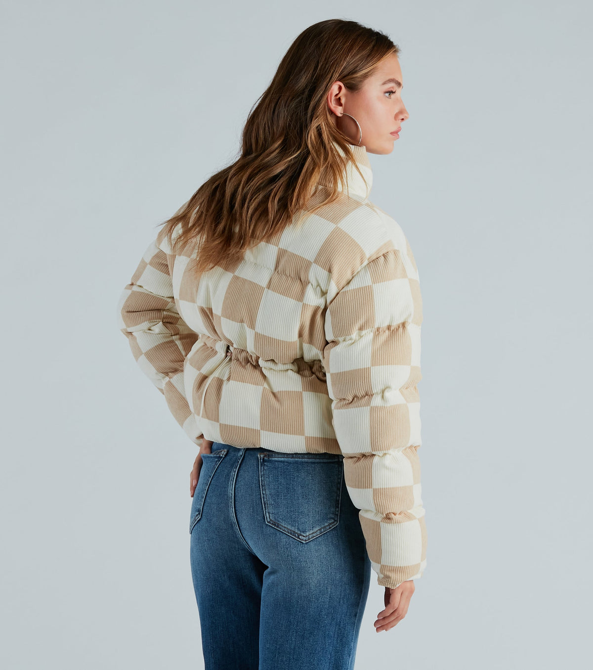 Chaqueta Acolchada de Pana a Cuadros