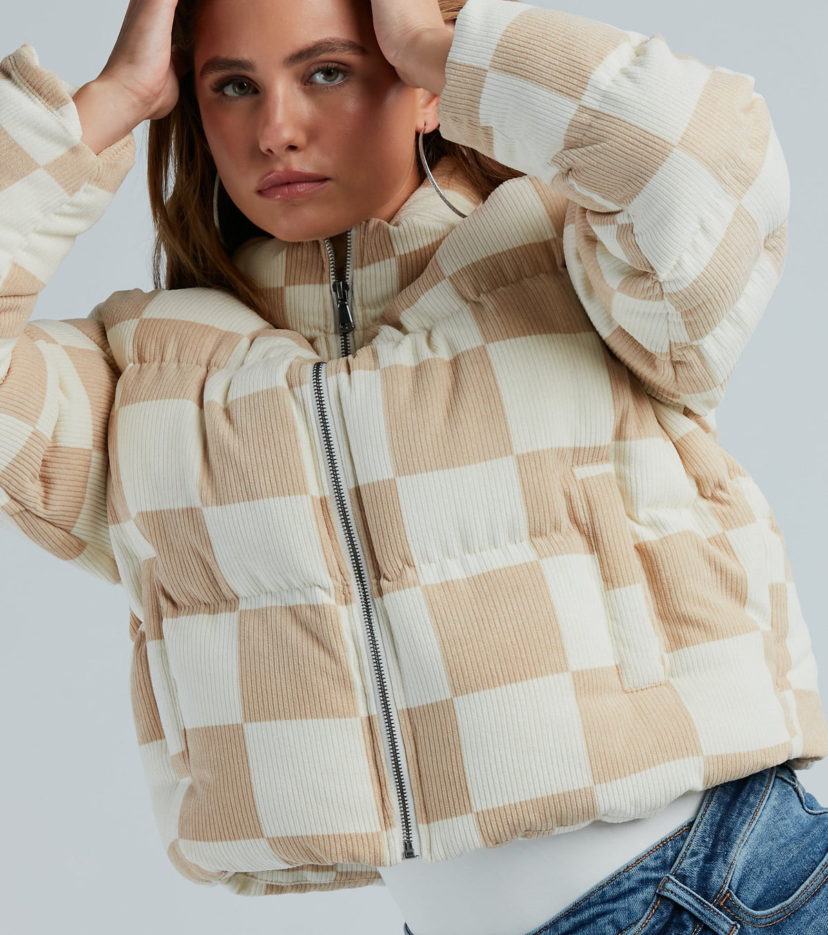 Chaqueta Acolchada de Pana a Cuadros
