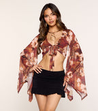 Top de Malla Floral con Lazo Frontal Untamed Bloom
