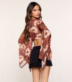 Top de Malla Floral con Lazo Frontal Untamed Bloom