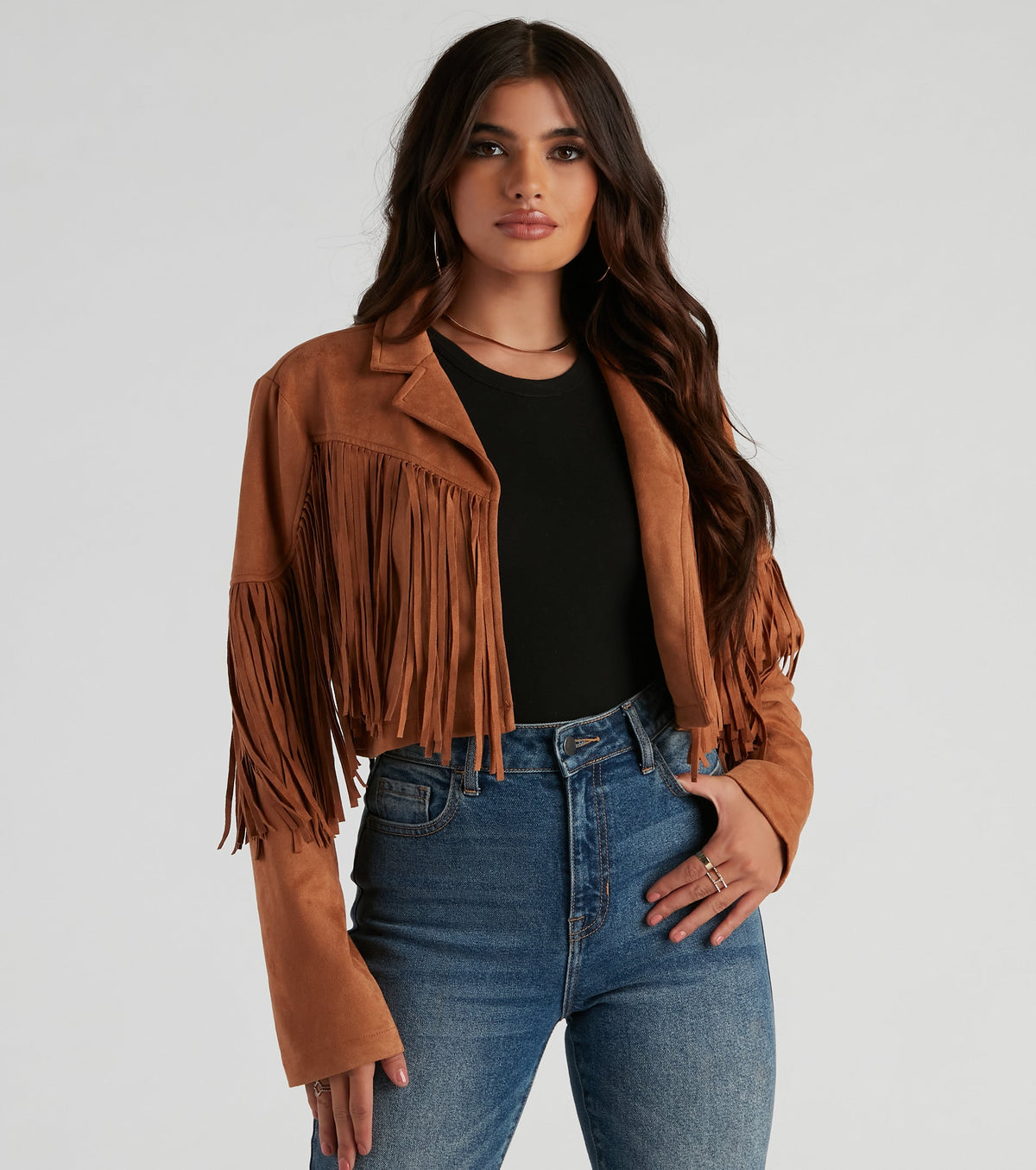 Chaqueta de Ante Sintético con Flecos Mila