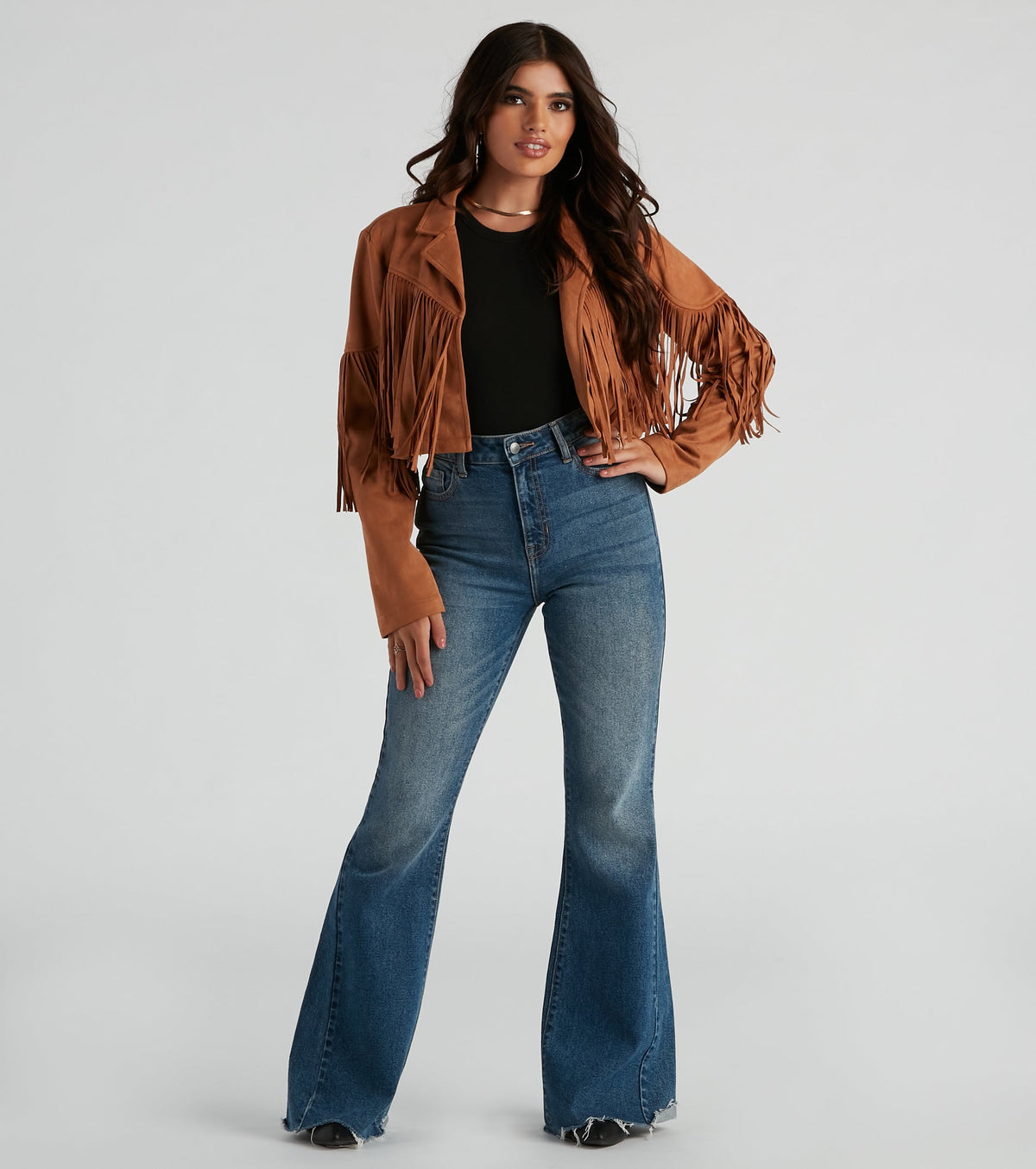Chaqueta de Ante Sintético con Flecos Mila