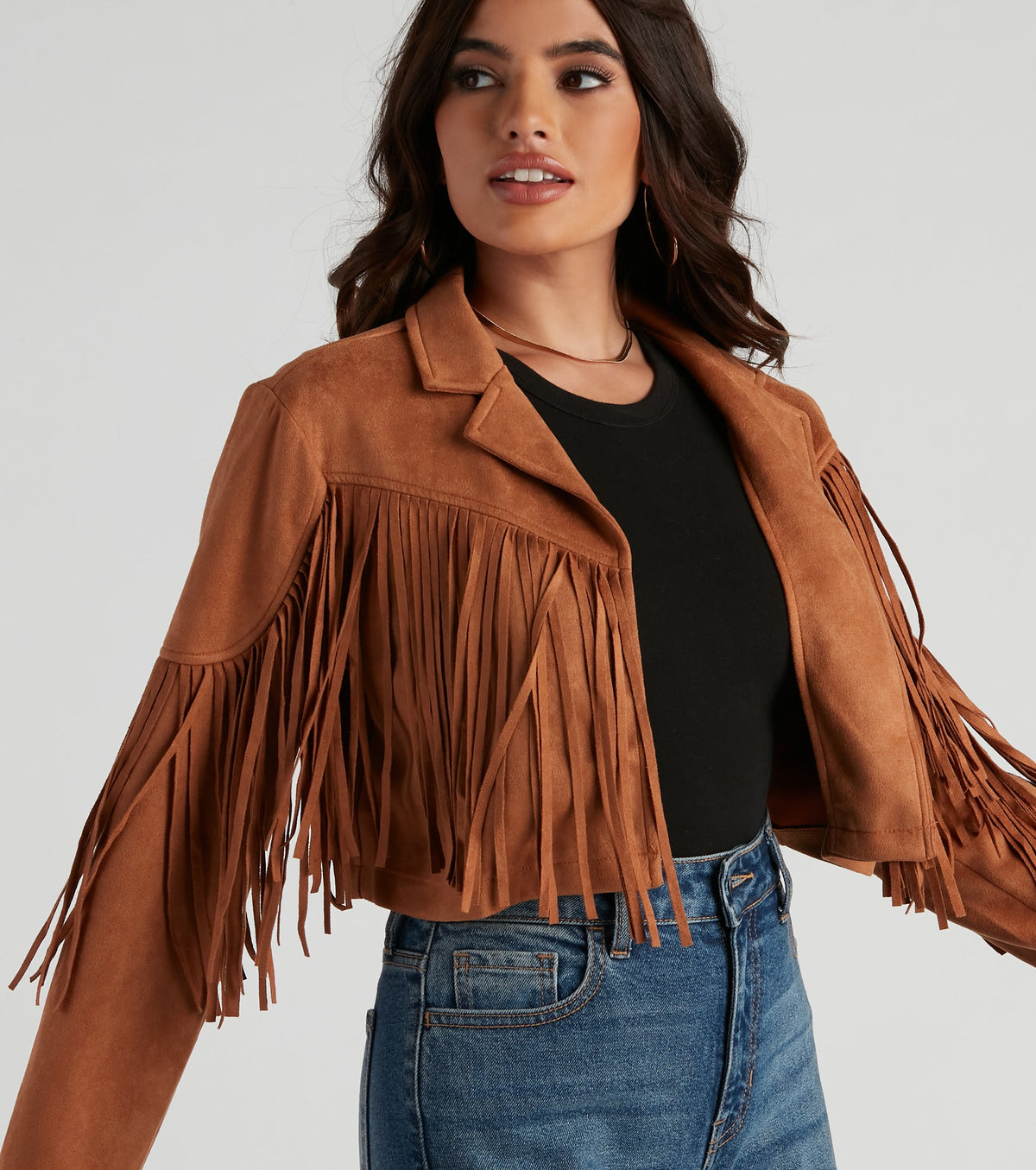 Chaqueta de Ante Sintético con Flecos Mila