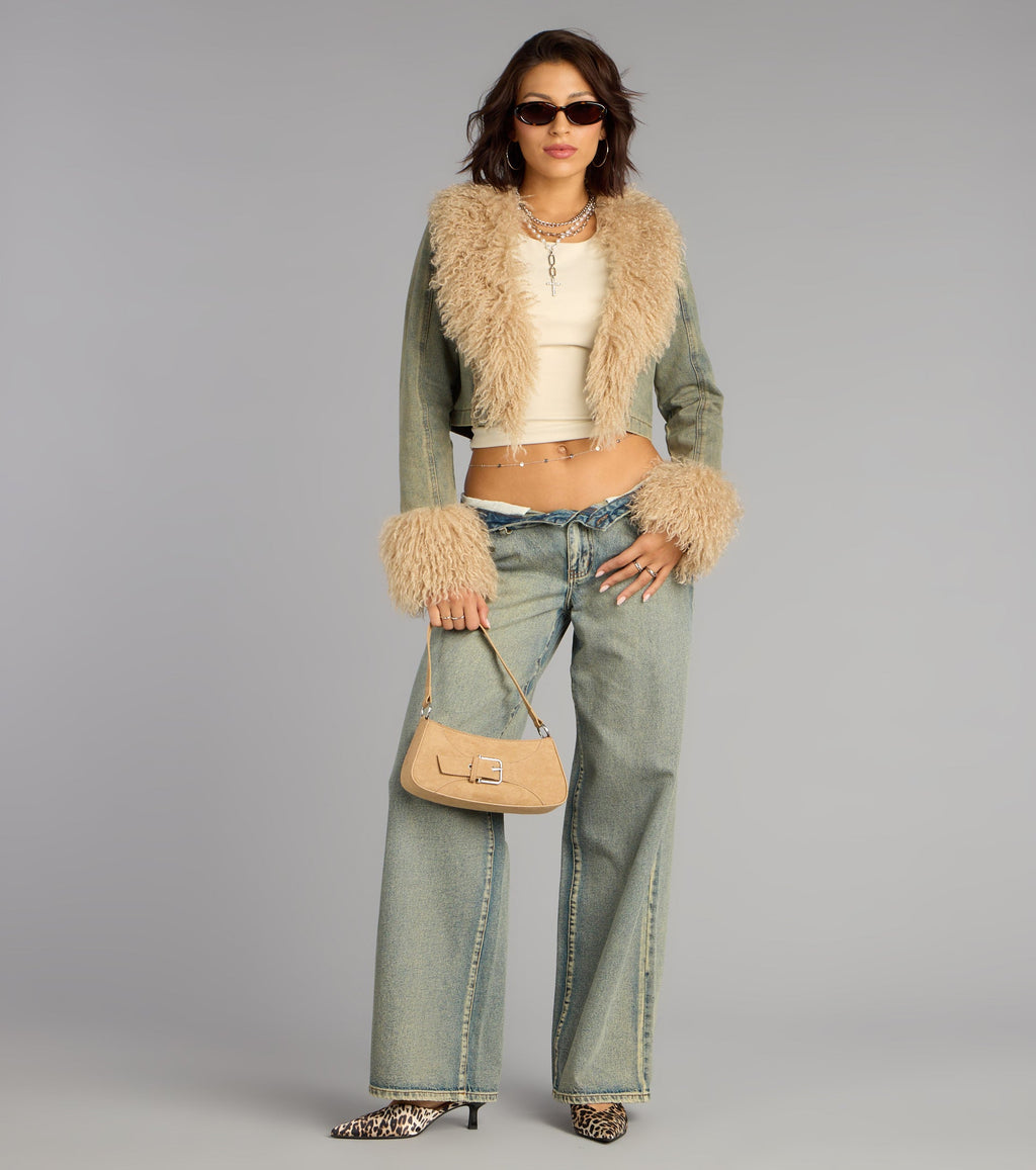 Chaqueta Vaquera Corta con Pelo Sintético Stealer