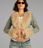 Chaqueta Vaquera Corta con Pelo Sintético Stealer