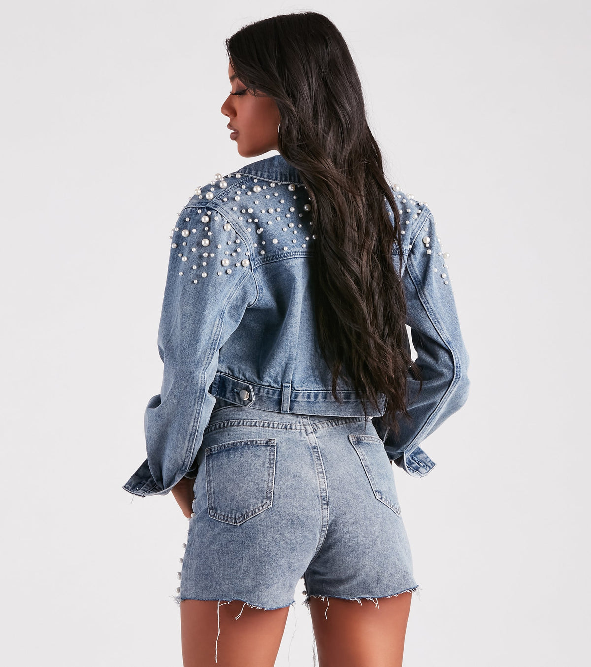 Chaqueta Vaquera con Perlas Sintéticas Glam