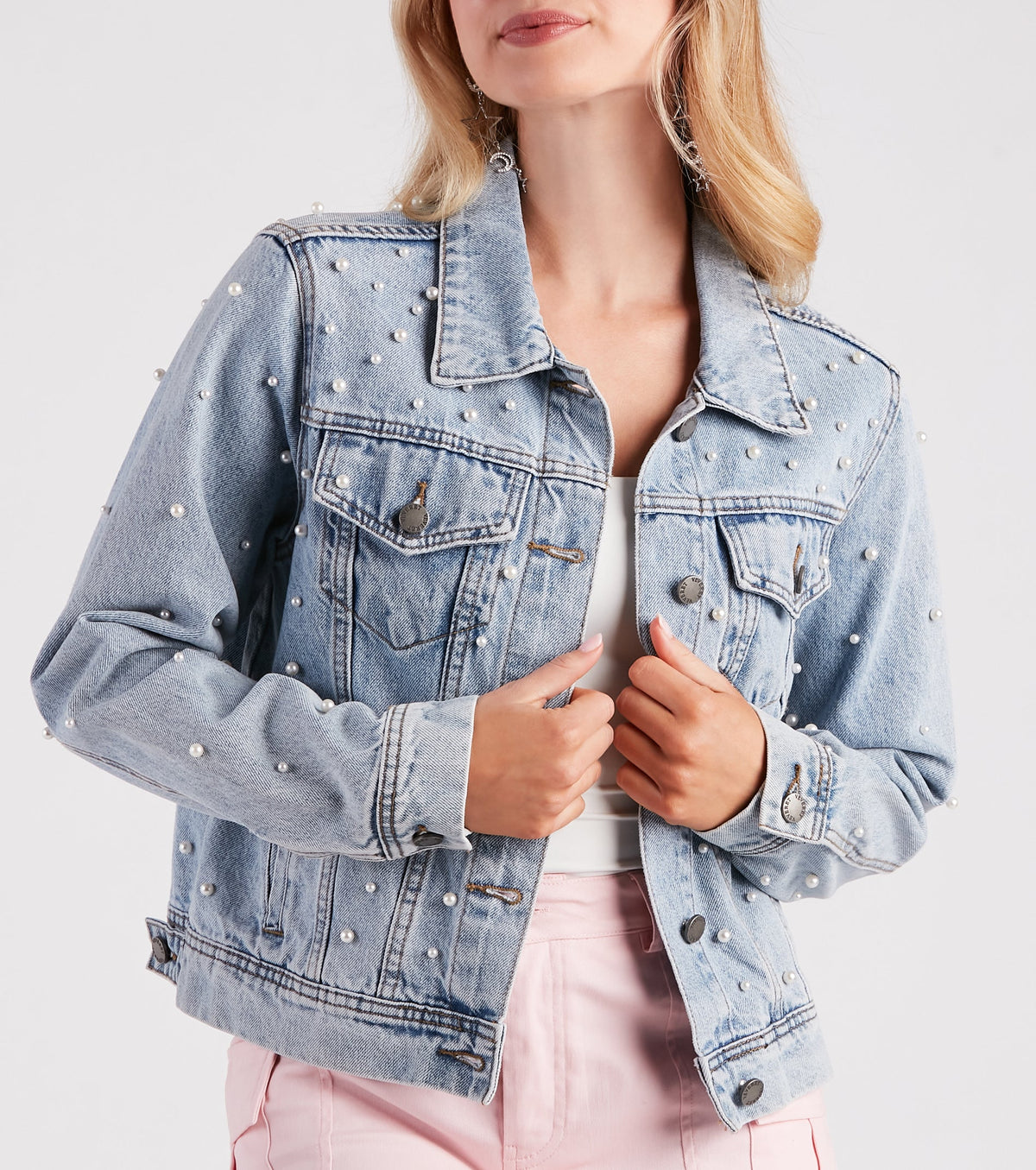 Chaqueta Vaquera con Perlas Sintéticas Chic