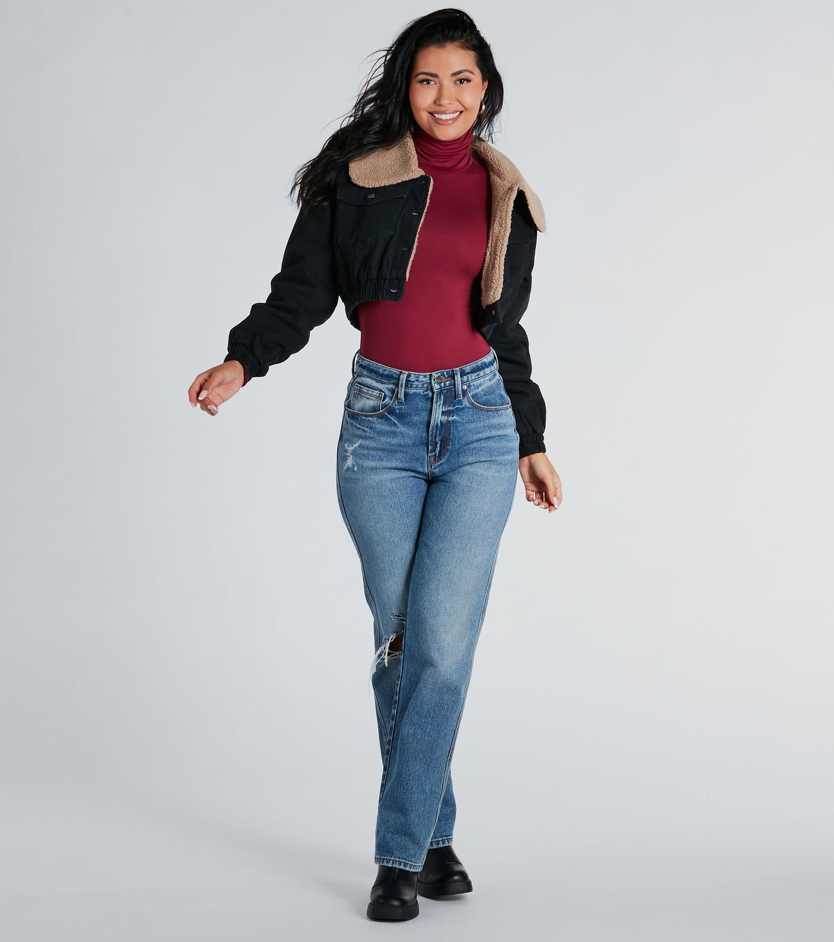 Chaqueta Vaquera con Forro de Sherpa Sintético