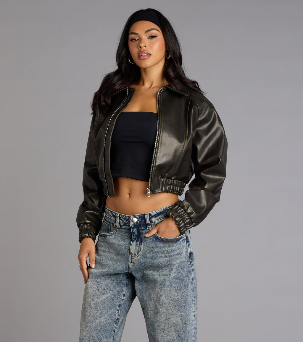 Cazadora Bomber de Cuero Sintético Cool