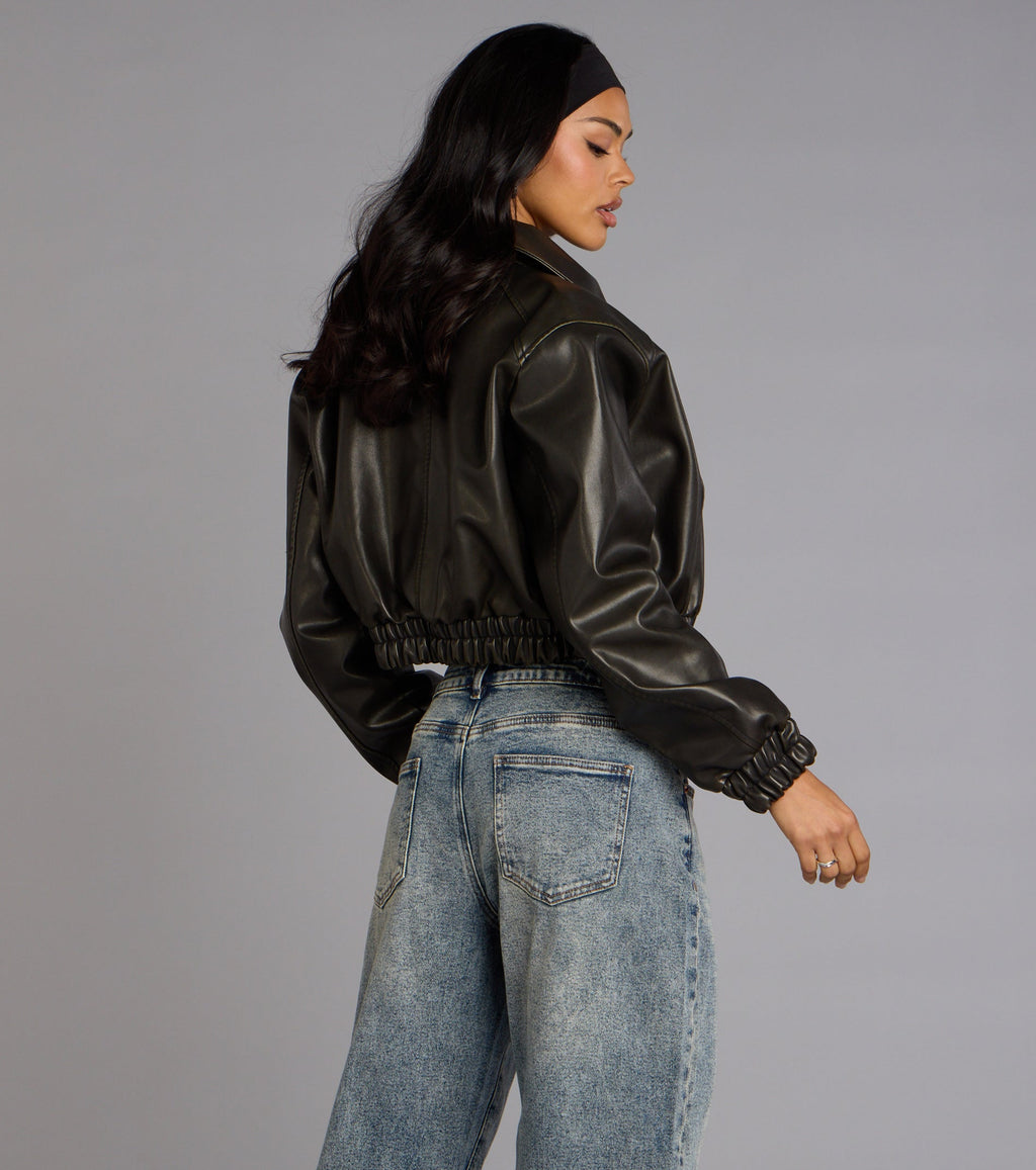 Cazadora Bomber de Cuero Sintético Cool