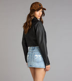 Chaqueta Corta de Cuero Sintético Cropped