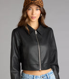 Chaqueta Corta de Cuero Sintético Cropped