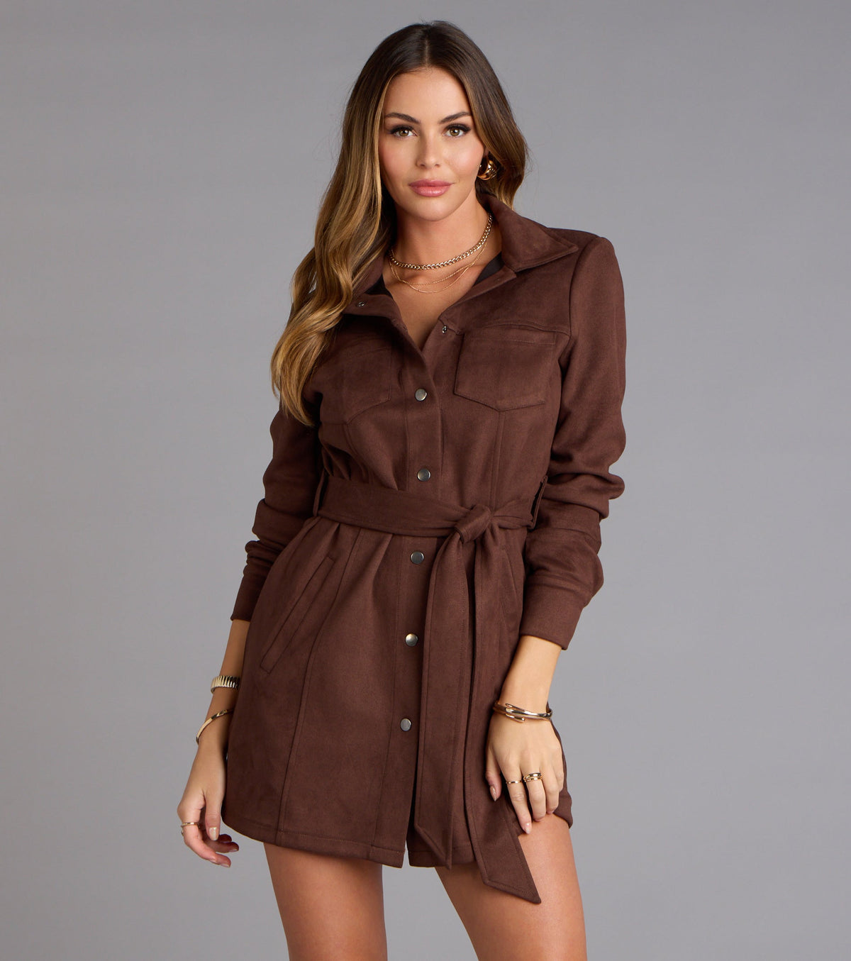 Chaqueta Trench de Ante Sintética Luxe