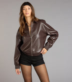 Cazadora Bomber de Cuero Sintético Level Up