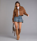 Chaqueta Corta con Cuello de Ante Sintético Crush