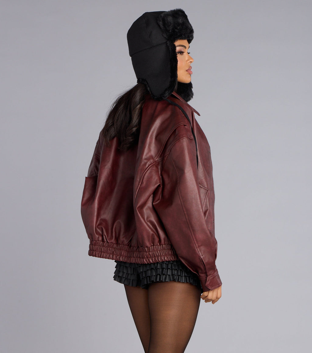 Cazadora Bomber de Cuero Sintético City Rebel