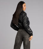 Cazadora Bomber de Cuero Sintético Cool