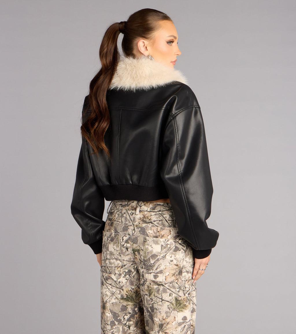 Cazadora Bomber de Cuero Sintético Mood