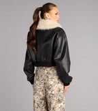 Cazadora Bomber de Cuero Sintético Mood