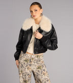 Cazadora Bomber de Cuero Sintético Mood