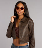Chaqueta Corta de Cuero Sintético Cropped