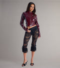 Pantalones capri de encaje con volantes