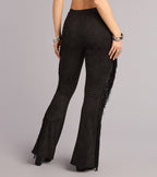 Pantalones Acampanados de Ante Sintetico con Flecos
