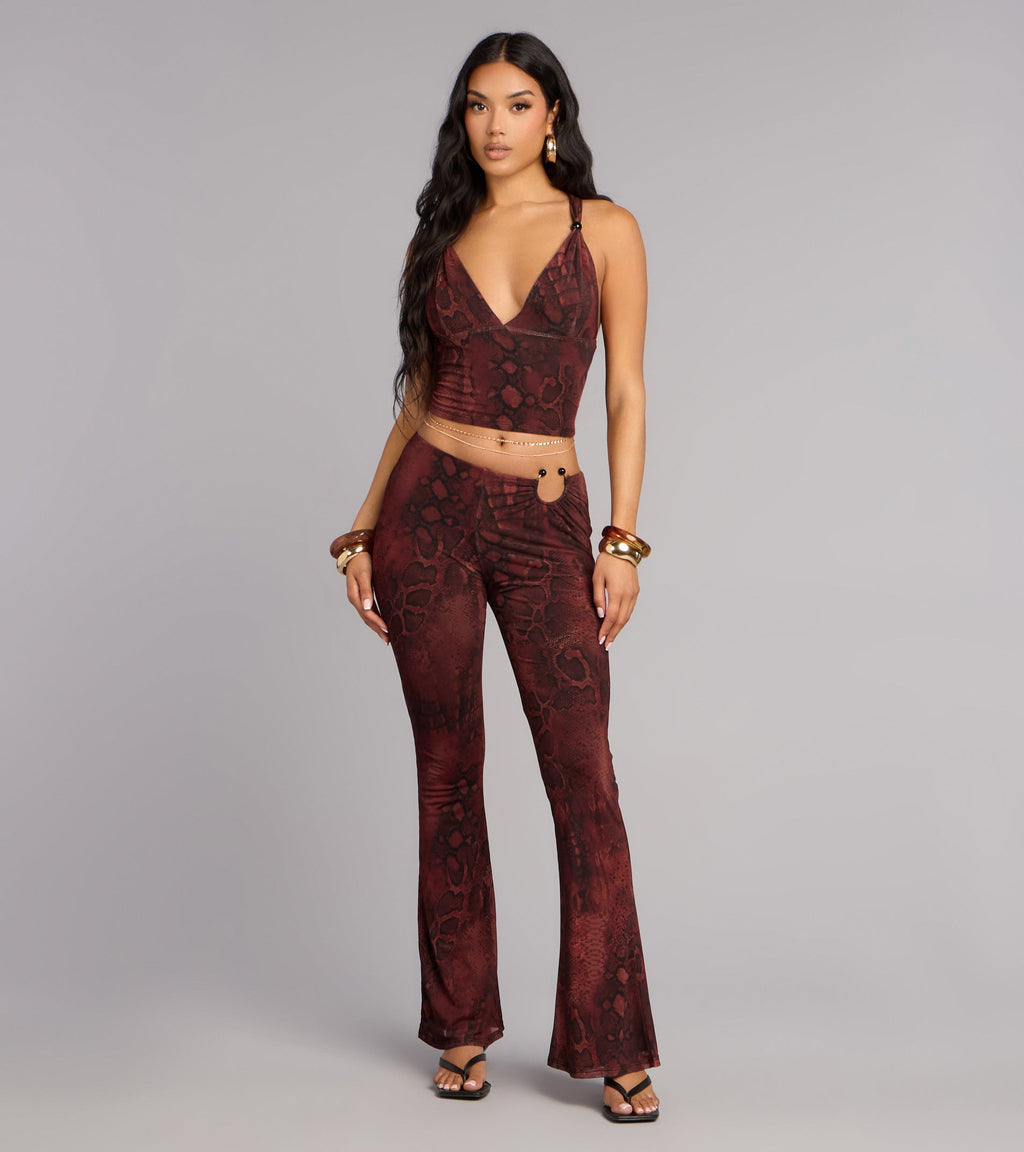 Pantalones Acampanados con Estampado de Serpiente