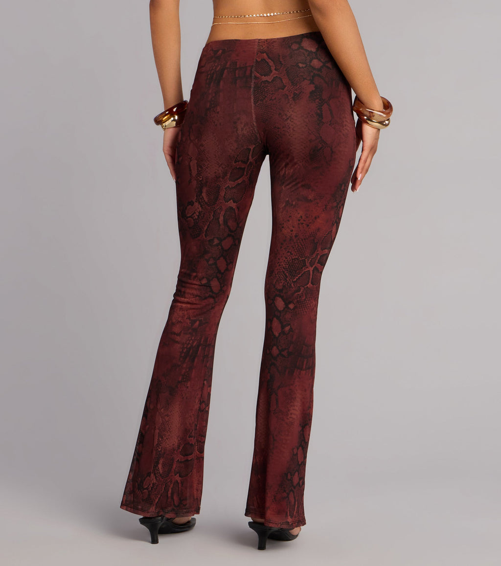 Pantalones Acampanados con Estampado de Serpiente