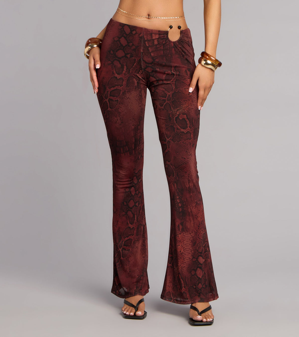 Pantalones Acampanados con Estampado de Serpiente