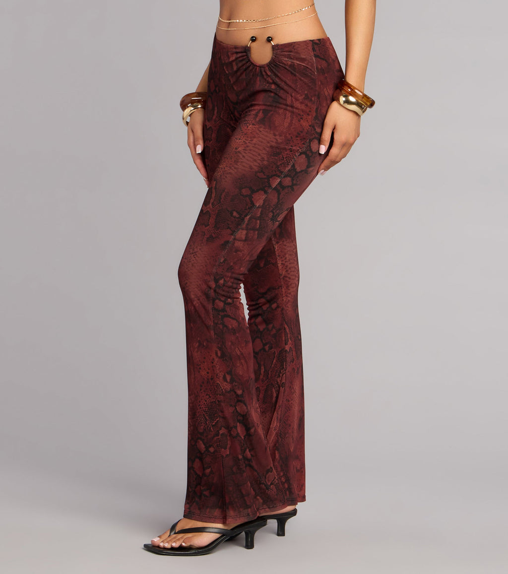 Pantalones Acampanados con Estampado de Serpiente