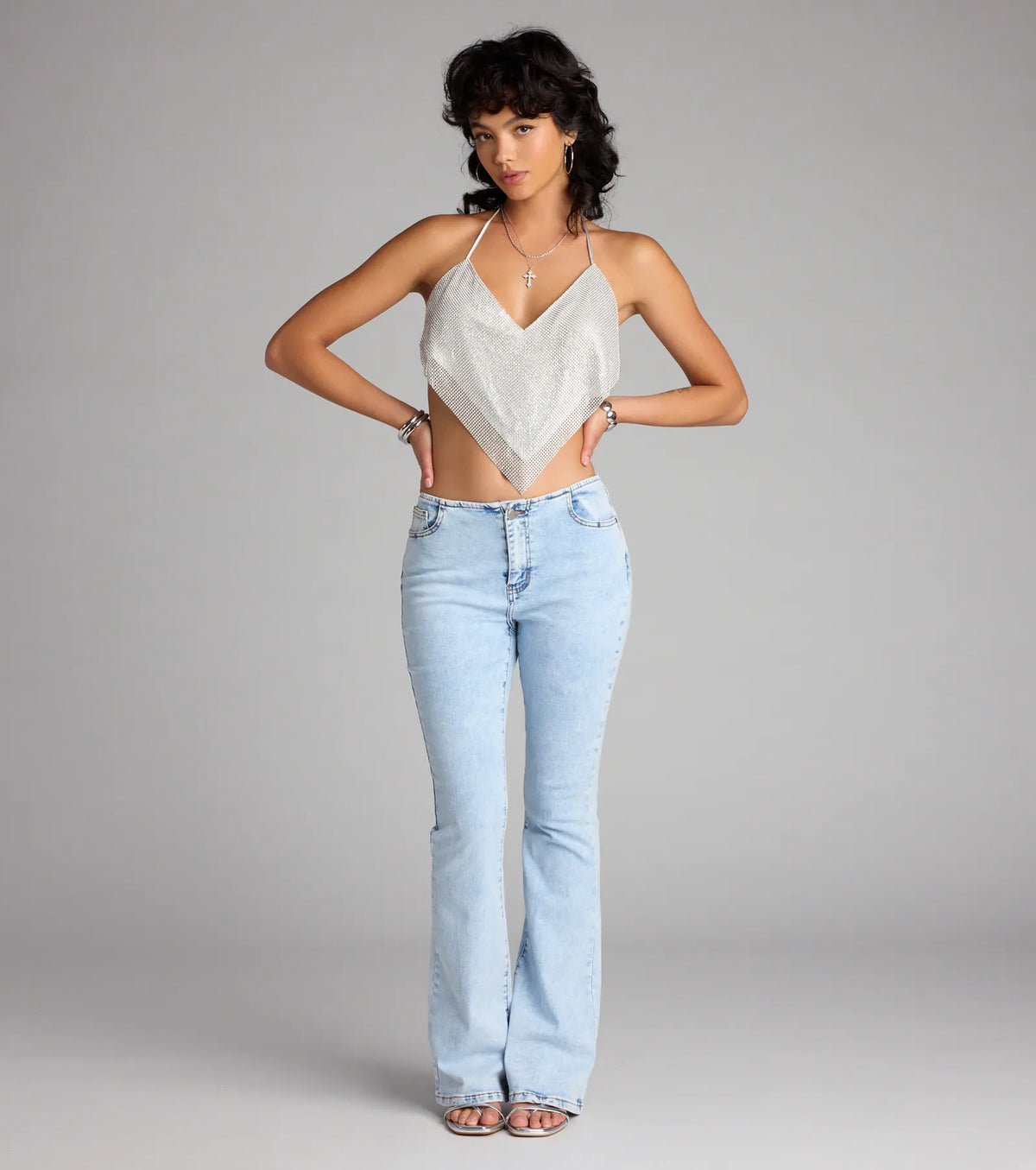 Pantalones Vaqueros Acampanados de Tiro Medio Retro